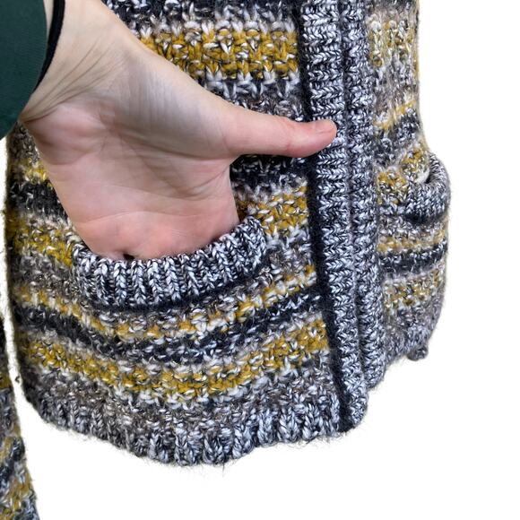 Banana Republic Sz S Chartreuse Tweed Sweater Cardigan Jacket Chunky Knit Glam - Picture 5 of 16